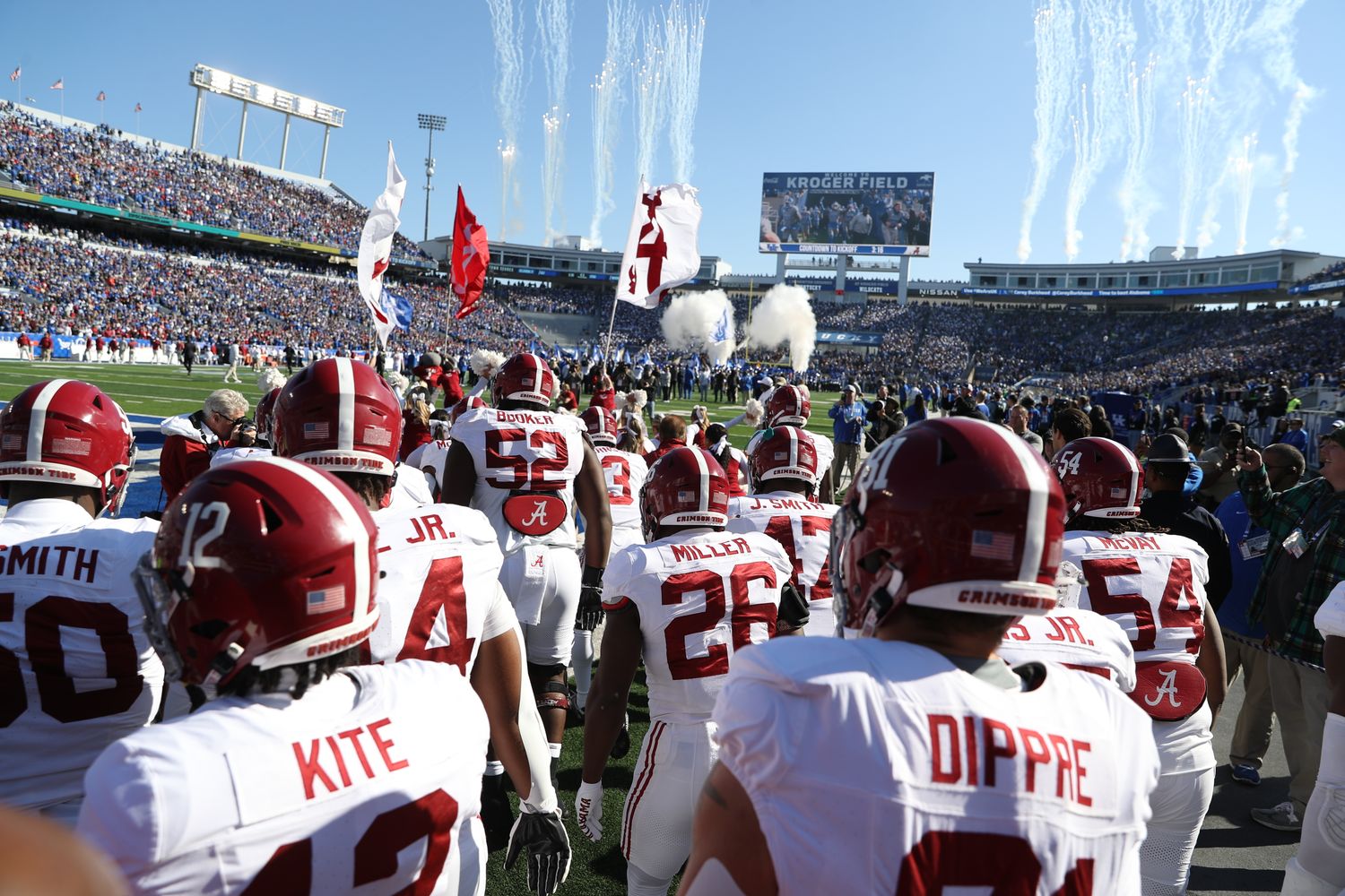 Alabama football team runs out of the tunnel at Kentucky